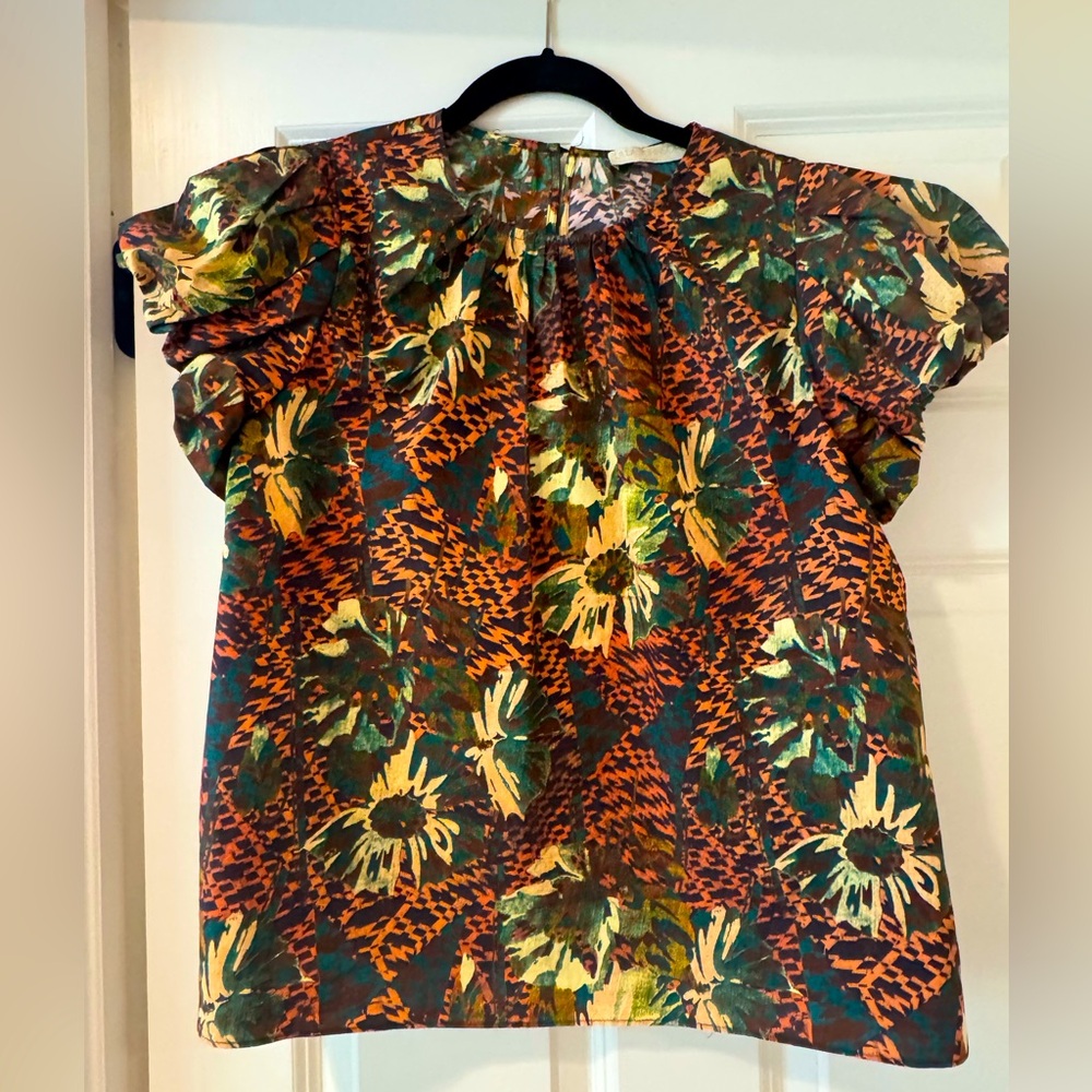 ULLA JOHNSON - Floral Print Puff Sleave Women's Top